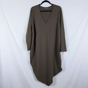 Universal Standard Iconic Geneva Dress Olive Green Womens M (18-20) Asymmetrical